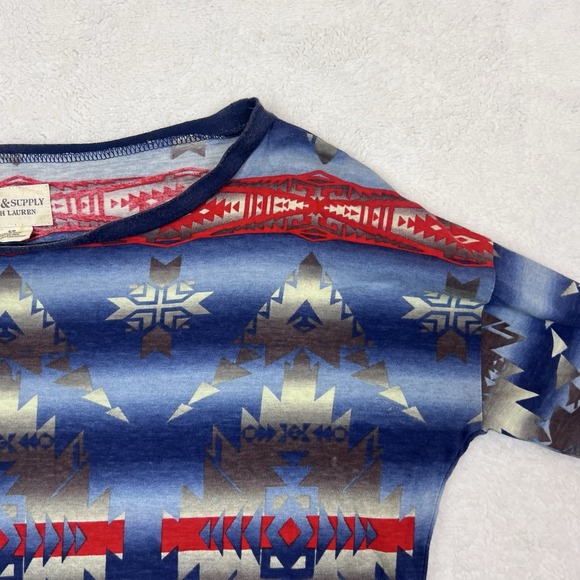 Ralph Lauren Denim & Supply Shirt Women's Petite Small Blue Red‎ Aztec Native - Picture 6 of 9